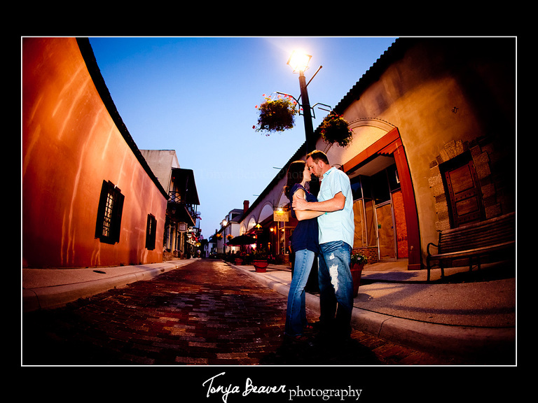 Saint Augustine Engagement Photos;  St. Augustine Engagement Photos; Tonya Beaver Photography; St. George Street Engagement Photos; 