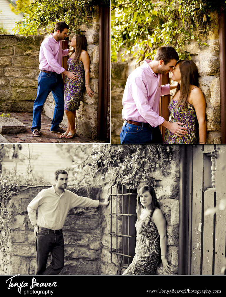 St. Augustine Engagement Photos; St. George Street Engagement Photos; Tonya Beaver Photography; St. George Street Engagement Pictures; 