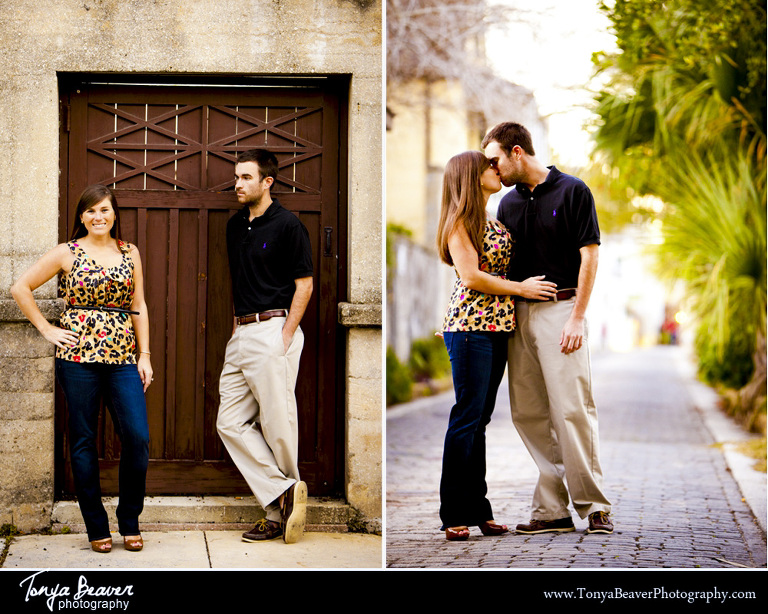 St. Augustine Engagement Photos; St. George Street Engagement Photos; Tonya Beaver Photography; St. George Street Engagement Pictures; 
