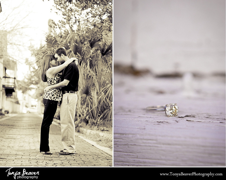 St. Augustine Engagement Photos; St. George Street Engagement Photos; Tonya Beaver Photography; St. George Street Engagement Pictures; 