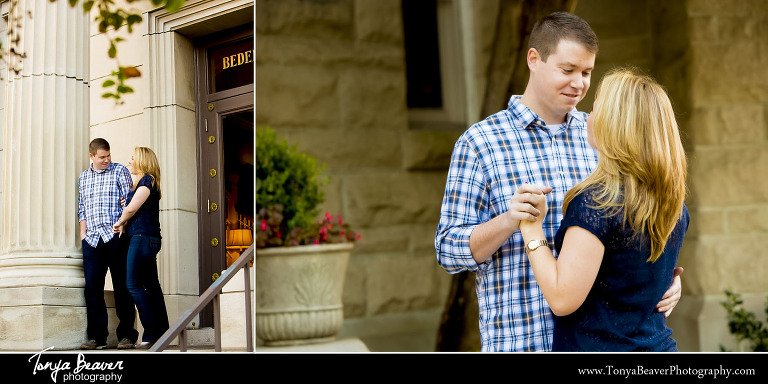FIRST PRESBYTERIAN CHURCH ENGAGEMENT PHOTOS; DOWNTOWN JACKSONVILLE ENGAGEMENT PHOTOS; TONYA BEAVER PHOTOGRAPHY; 