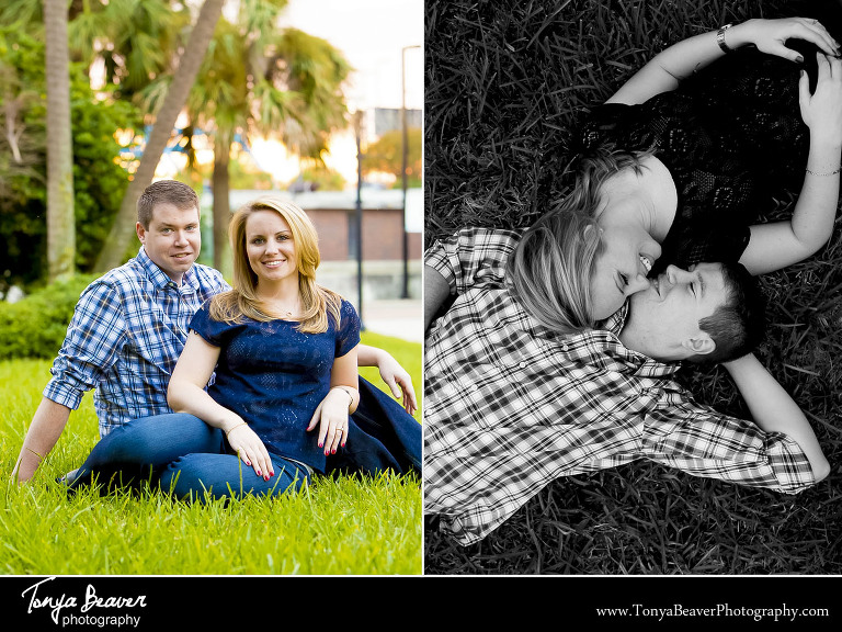 FIRST PRESBYTERIAN CHURCH ENGAGEMENT PHOTOS; DOWNTOWN JACKSONVILLE ENGAGEMENT PHOTOS; TONYA BEAVER PHOTOGRAPHY; 
