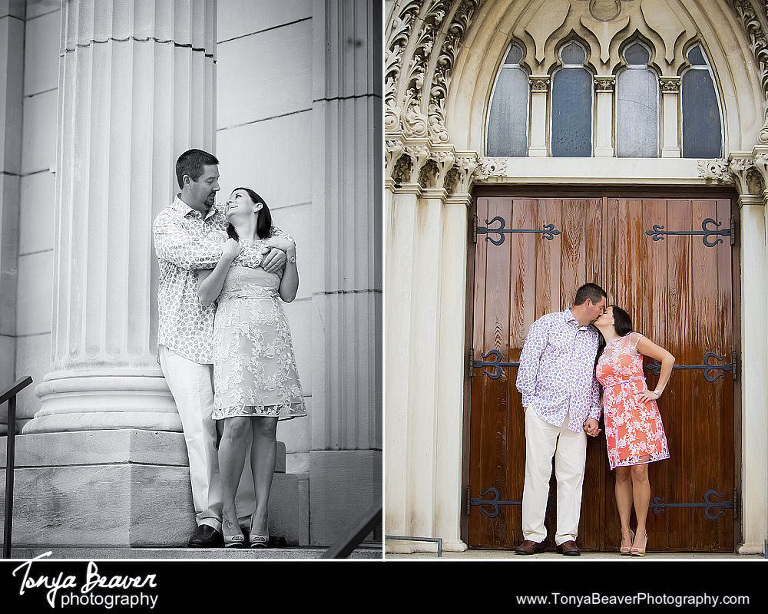 Downtown Jacksonville Engagement Photos; Bedell Building Engagement Photos; Tonya Beaver Photography; FIRST PRESBYTERIAN CHURCH ENGAGEMENT PHOTOS; 