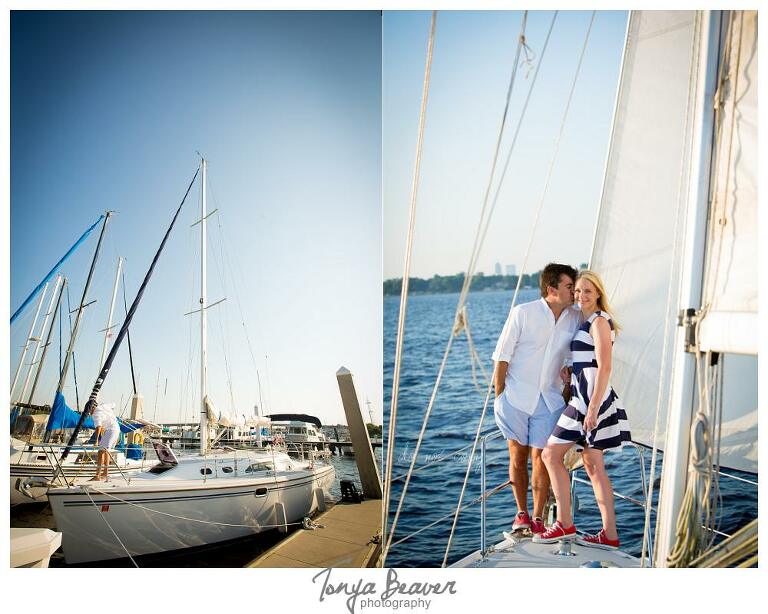 Sunset Sailing Engagement Photos; Sailing Engagement Photos; Western Carolina Sailing Club Engagement Photos; Jacksonville Sailing Engagement Photos; Tonya Beaver Photography; 
