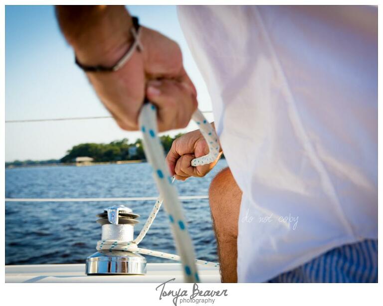 Sunset Sailing Engagement Photos; Sailing Engagement Photos; Western Carolina Sailing Club Engagement Photos; Jacksonville Sailing Engagement Photos; Tonya Beaver Photography; 