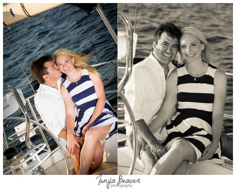 Sunset Sailing Engagement Photos; Sailing Engagement Photos; Western Carolina Sailing Club Engagement Photos; Jacksonville Sailing Engagement Photos; Tonya Beaver Photography; 