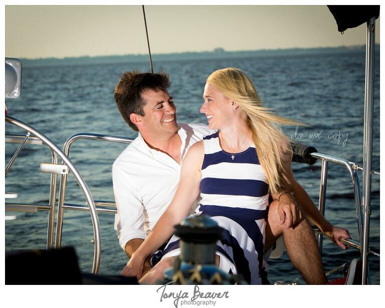 Sunset Sailing Engagement Photos; Sailing Engagement Photos; Western Carolina Sailing Club Engagement Photos; Jacksonville Sailing Engagement Photos; Tonya Beaver Photography; 