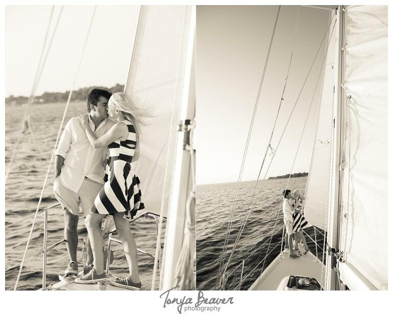 Sunset Sailing Engagement Photos; Sailing Engagement Photos; Western Carolina Sailing Club Engagement Photos; Jacksonville Sailing Engagement Photos; Tonya Beaver Photography; 
