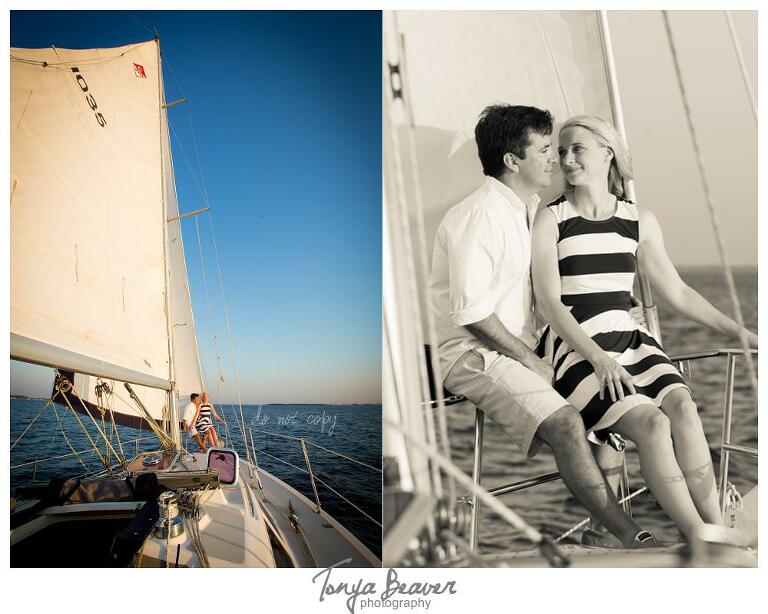 Sunset Sailing Engagement Photos; Sailing Engagement Photos; Western Carolina Sailing Club Engagement Photos; Jacksonville Sailing Engagement Photos; Tonya Beaver Photography; 