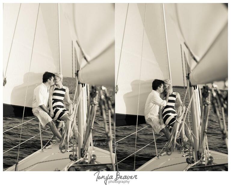 Sunset Sailing Engagement Photos; Sailing Engagement Photos; Western Carolina Sailing Club Engagement Photos; Jacksonville Sailing Engagement Photos; Tonya Beaver Photography; 