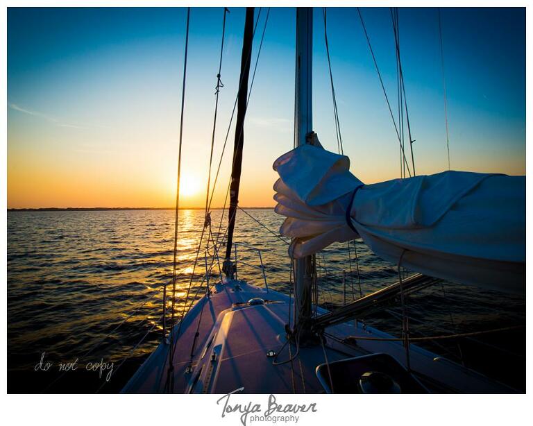Sunset Sailing Engagement Photos; Sailing Engagement Photos; Western Carolina Sailing Club Engagement Photos; Jacksonville Sailing Engagement Photos; Tonya Beaver Photography; 
