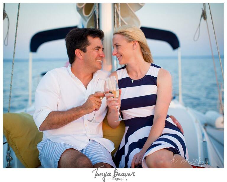 Sunset Sailing Engagement Photos; Sailing Engagement Photos; Western Carolina Sailing Club Engagement Photos; Jacksonville Sailing Engagement Photos; Tonya Beaver Photography; 