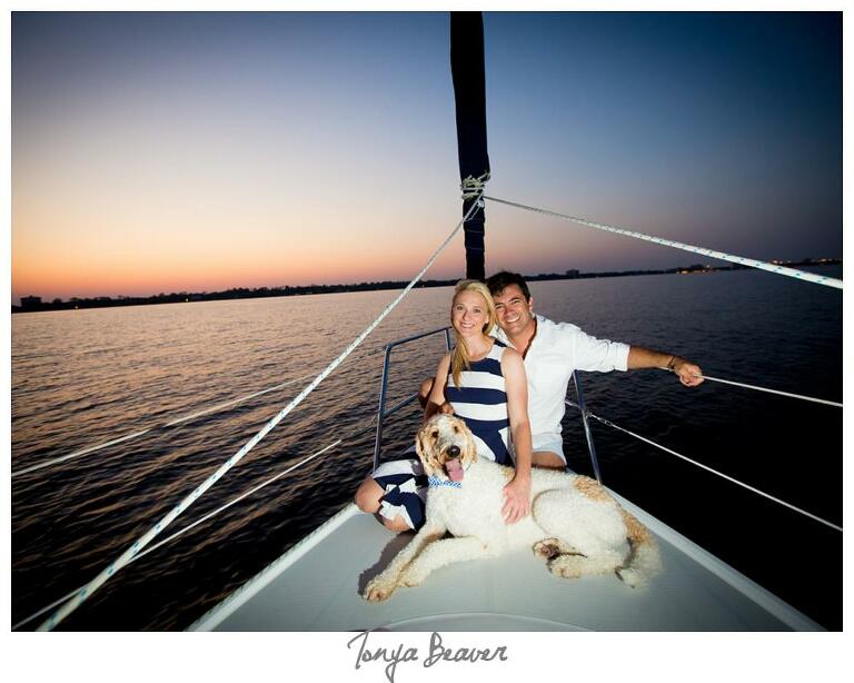 Sunset Sailing Engagement Photos; Sailing Engagement Photos; Western Carolina Sailing Club Engagement Photos; Jacksonville Sailing Engagement Photos; Tonya Beaver Photography; 
