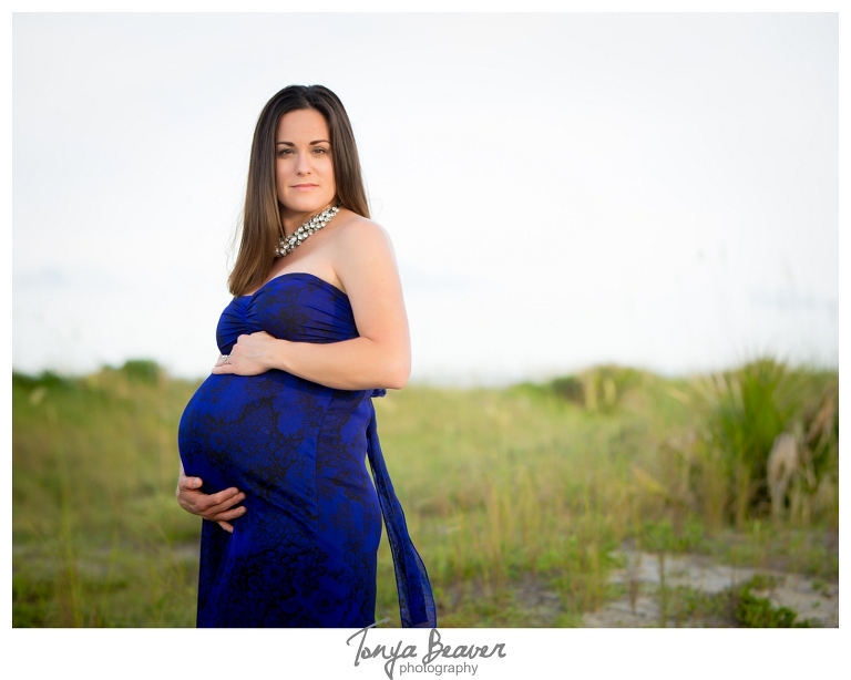 Jacksonville Beach Maternity Photos; Tonya Beaver Photography; Beach Dunes Maternity Photos; Beach Dune Maternity Photos; Beach Dune Maternity Pictures; sunset maternity Photos; bump Photos; bump photoshoot; blue maternity dress photos; 