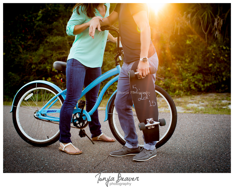 Hanna Park Engagement Photos by Tonya Beaver Photography; Kathryn Abbey Hanna Park Engagement Photos by Tonya Beaver Photography;  Tonya Beaver Photography; Engagement Pictures With Bikes; 