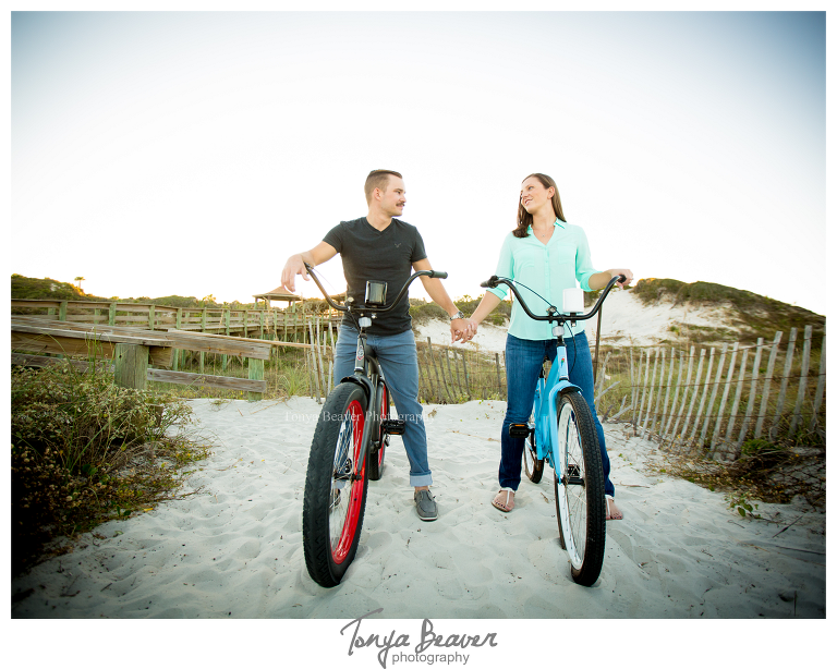 Hanna Park Engagement Photos by Tonya Beaver Photography; Kathryn Abbey Hanna Park Engagement Photos by Tonya Beaver Photography;  Tonya Beaver Photography; Engagement Pictures With Bikes; 