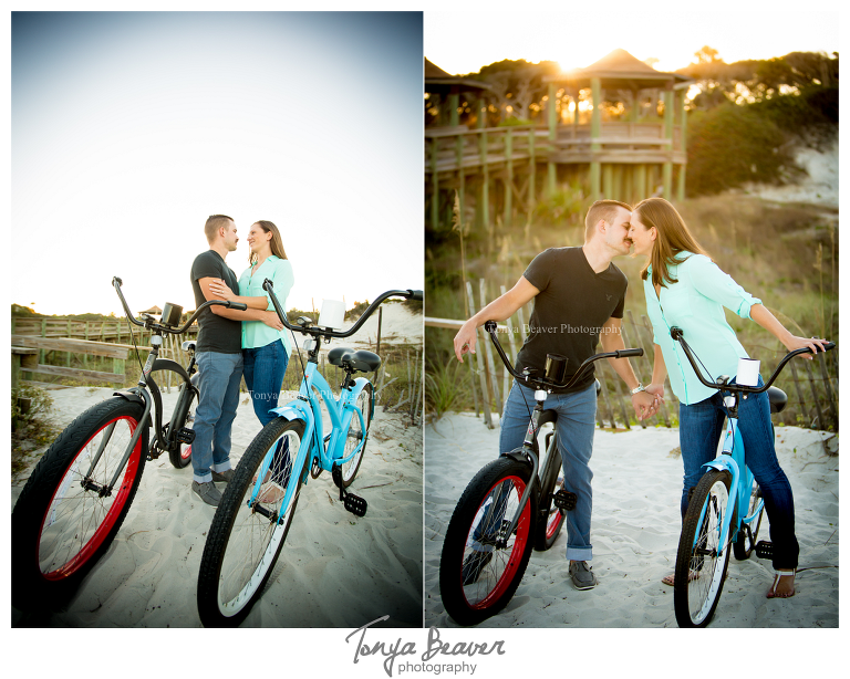 Hanna Park Engagement Photos by Tonya Beaver Photography; Kathryn Abbey Hanna Park Engagement Photos by Tonya Beaver Photography;  Tonya Beaver Photography; Engagement Pictures With Bikes; 