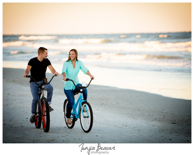 Hanna Park Engagement Photos by Tonya Beaver Photography; Kathryn Abbey Hanna Park Engagement Photos by Tonya Beaver Photography;  Tonya Beaver Photography; Engagement Pictures With Bikes; 